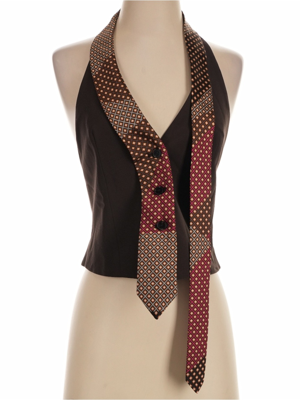 ZARA Brown Halter Vest with Suit Tie NWT